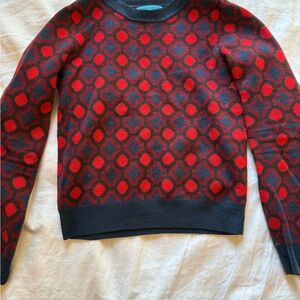 Alice + Olivia Red and Blue Patterned Sweater